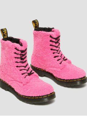 Dr. Martens 1460 Pascal J Tinsel Fur Boots Kid's Size 3 Clash Pink